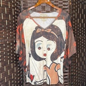 Disney Snow White Couture Graphic Blouse - Black, White, Red, Orange (L)